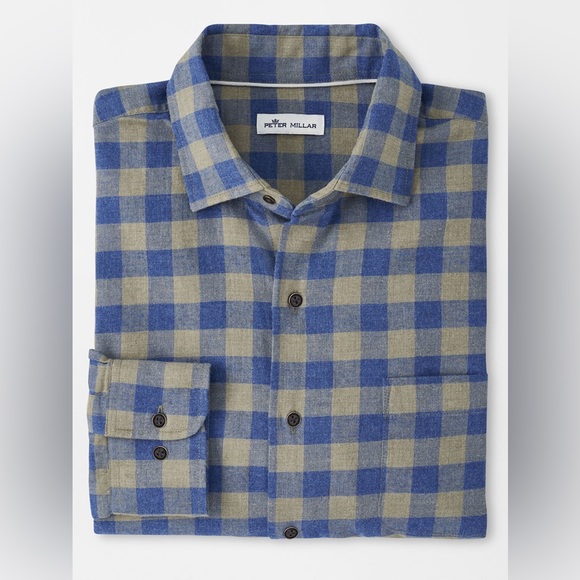 Peter Millar Mountainside Plaid Cotton Sport Shirt XL (A4) - Picture 3 of 4